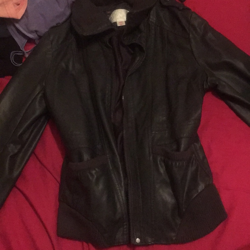 Grey Vegan Leather/Bomber Jacket